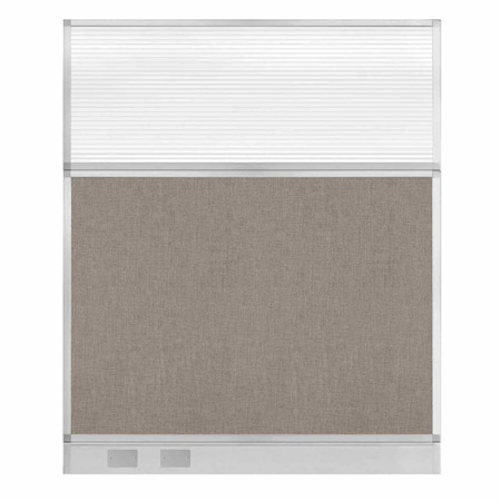 Versare Hush Panel Cubicle Partition 5' x 6' W/ Warm Pebble Fabric Clear Fluted Window W/Cable Channel 1812578-1